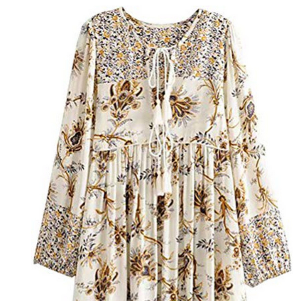 Prairie Boho Style Dress - Midi Length Size M